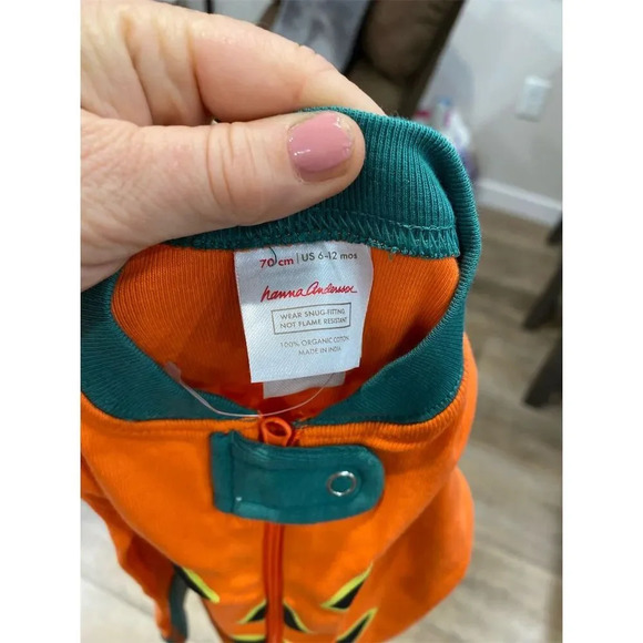 Hanna Andersson Baby Zip Sleeper Pumpkin Jack O Lantern Orange 6-12m NWOT - Picture 2 of 2
